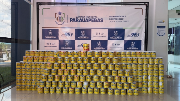 Servidores e vereadores da Câmara de Parauapebas realizam doação de 2.300 latas de leite a entidades sociais