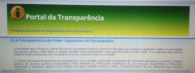 Portal da Câmara Municipal de Parauapebas atinge 100% de transparência