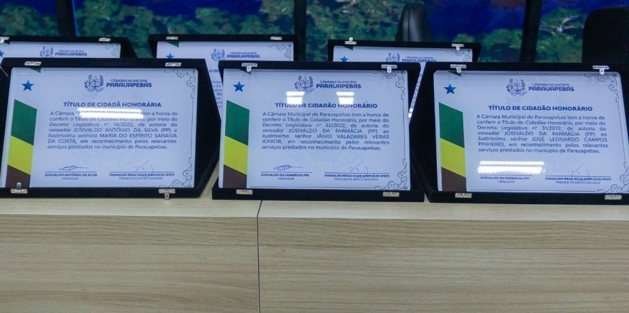 ICMP aprova concessão de títulos de “Cidadão Honorário de Parauapebas” para oito personalidades do município
